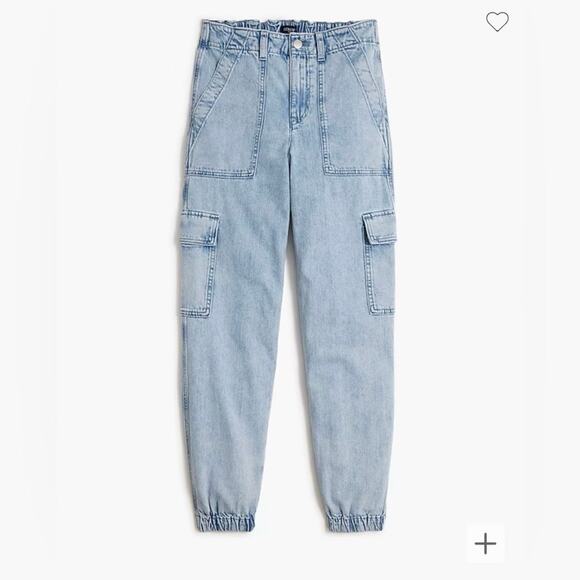 J Crew Factory Lightweight Drapey Cargo Jogger Jean Size 25 Light Wash Blue - Picture 16 of 16